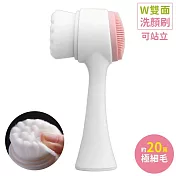日本COGIT透明肌W雙面洗顏刷907159(凹凸20萬根極細毛+矽膠刷毛卸妝兼按摩刷;可站立)