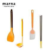 【日本Marna】不傷鍋具料理用具4件組(鍋鏟/湯勺/烘培刮刀/長筷)(原廠總代理)