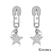 GIUMKA純銀耳環迴紋針造型耳釘垂墜心星相伴925純銀女耳飾 MFS22056 無 銀色耳環一對