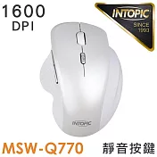 INTOPIC 2.4GHz飛碟無線靜音滑鼠(MSWQ770) 白色