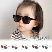 【ALEGANT】寶寶時尚嬰幼兒專用輕量彈性太陽眼鏡/UV400圓框偏光墨鏡(附可拆裝防滑眼鏡繩) 酷遊黑