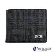 Roberto Mocali - 義大利諾貝兔經典格夾紋9卡透明証件夾男短夾 黑格紋