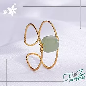 【伊飾童話】復古單顆＊流線雙層開口彈性戒指/ 和田玉款