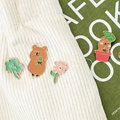 韓國Quokka 短尾矮袋鼠 徽章 別針 掛飾 小花+幸運草