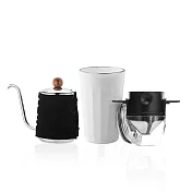 【PO:Selected】丹麥棱角保溫杯咖啡三件組(棱角保溫杯460ml-共3色/咖啡壺-黑/咖啡濾網) 白