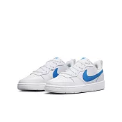 NIKE COURT BOROUGH LOW 2 (GS) 中大童休閒鞋-白藍-BQ5448123 US5 白色