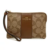 COACH 拼接皮革L型拉鍊手拿包 卡駝