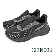 【GREEN PHOENIX】男 休閒鞋 運動鞋 老爹鞋 厚底 綁帶 透氣 JP25.5 黑色