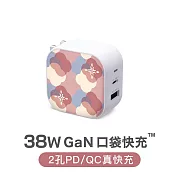Maktar 38W GaN 印花樂 充電器 口袋快充 2孔  玻璃海棠