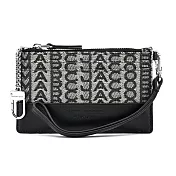MARC JACOBS The Monogram緹花拉鍊卡片夾鑰匙圈- 黑