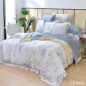 義大利La Belle《羽畔花舞》雙人天絲防蹣抗菌吸濕排汗兩用被床包組