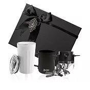 【PO:Selected】丹麥稜角保溫杯咖啡三件禮盒組(稜角保溫杯460ml-共3色/拉花杯-黑/咖啡濾網) 白