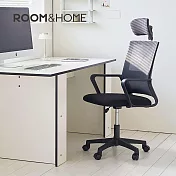 【韓國ROOM&HOME】中背透氣網升降式機能工學椅(附頭枕)-DIY- 知性黑