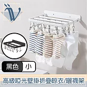 Viita 高級啞光免打孔壁掛90度折疊晾衣架/掛勾毛巾曬襪架 小號 黑