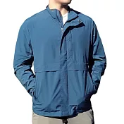 【HAKERS 哈克士】男款 涼感防曬輕薄立領外套(抗UV/防潑水/踏青健行/休閒旅遊) M 陶瓷藍