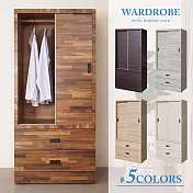 Homelike 喜家居2.7尺推門二抽衣櫃(五色可選)(2311) 胡桃