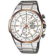 CASIO EDIFICE 個性賽車風運動時尚腕錶-白面金框