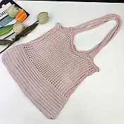 【Wonderland】編織網布單肩百搭簡約鏤空包(4色) FREE 藕粉