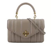 TORY BURCH Kira 直條縫線皮革手提/斜背迷你二用包 (灰色)