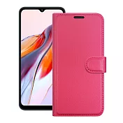 Dapad for 小米 紅米12C 百搭時代多卡式夾層皮套 桃紅色