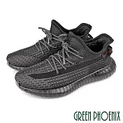【GREEN PHOENIX】男 休閒鞋 運動鞋 潮鞋 百搭 潮流 直套式 飛線編織 JP25.5 黑色