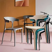 【AOTTO】免組裝簡約造型休閒椅餐椅-2入(餐椅 戶外椅 牛角椅 靠背椅) 卡其色