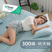 《BUHO》素面文青300織100%TENCEL純天絲™6尺加大床包+8x7尺特大被套四件組 《湖水綠》