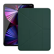 Dapad for iPad Pro 11吋 2021 雙折簡約大方平板保護套附筆槽 墨綠