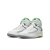 NIKE AIR JORDAN 2 RETRO (GS) 中大童籃球鞋-白綠-DQ8562103 US5 白色