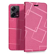GENTEN for 紅米 Note 12 Pro+ 極簡立方磁力手機皮套 粉紅色