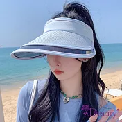 【Decoy】草編假兩件＊加大防曬空頂遮陽帽/ 淺藍