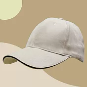 【OKPOLO】純棉粗磨毛夾三明治帽(透氣舒適) 卡其夾深藍