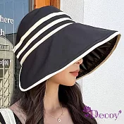 【Decoy】條紋黑膠＊加大防曬漁夫遮陽帽/黑