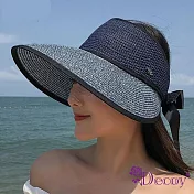 【Decoy】優雅草編織＊蝴蝶結鏤空防曬遮陽帽/藍