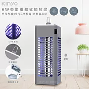 【KINYO】6W電擊式UVA燈管捕蚊燈/滅蚊燈(KL-9644)可吊掛/捕蚊小教室- 銀灰