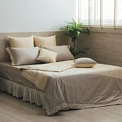 【麗塔寢飾】60支紗精梳棉 雙人涼被 朵朵奶昔 杏色+多多