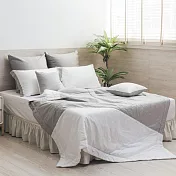 【麗塔寢飾】60支紗精梳棉 雙人床包涼被四件組 朵朵奶昔 瓷白+灰綠