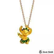 Disney迪士尼系列金飾 立體黃金墜子-草裙舞史迪奇款 送玫瑰鋼項鍊