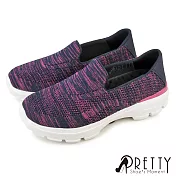 【Pretty】女 懶人鞋 健走鞋 休閒鞋 直套式 微寬楦 輕量 減壓避震 JP24.5 藍色