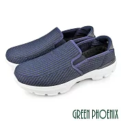 【GREEN PHOENIX】男 懶人鞋 健走鞋 休閒鞋 懶人拖鞋 包頭拖鞋 直套式 寬楦 輕量 減壓避震 JP25.5 藍色