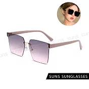 【SUNS】韓版個性ins墨鏡 時尚方形無框金屬墨鏡 高質感金屬框 抗UV400 S518 粉腳紫片