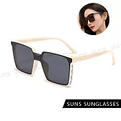 【SUNS】韓版個性ins墨鏡 平面式方框墨鏡 高質感金屬框 抗UV400 S520 米框米腳