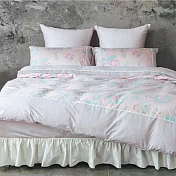 【麗塔寢飾】60支紗精梳棉 雙人床包薄被套四件組 花園 紫色