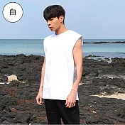 【男人幫】T1636＊台灣製造純棉帥氣無袖T恤 2XL 白色