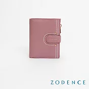 ZODENCE LIS進口牛皮三層短夾 藕紫