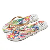 Havaianas 拖鞋 Slim Tropical 男鞋 女鞋 白 金 熱帶風 人字拖 夾腳拖 巴西 41221110093W