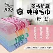 OKPOLO 台灣製造菱格純棉毛巾-12入(純棉家庭首選)  綜合四色