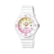 CASIO 卡西歐 LRW-200H 時尚活力亮面錶帶輕巧防水手錶(輕巧防水手錶) 白框框漸層底