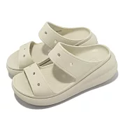 Crocs 涼拖鞋 Classic Crush Sandal 男鞋 女鞋 骨白色 泡芙涼鞋 雙帶拖鞋 2076702Y2 25cm BONE