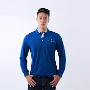 【遊遍天下】男款抗UV防曬吸濕排汗機能長袖POLO衫(GL1037) XL 寶藍